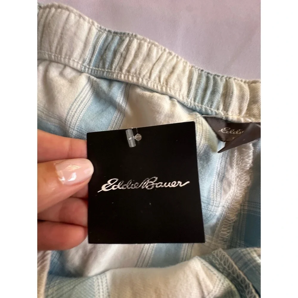 Eddie Bauer Stines Flannel Sleep Pants Porcelain Blue White Plaid Womens‎ 2XL